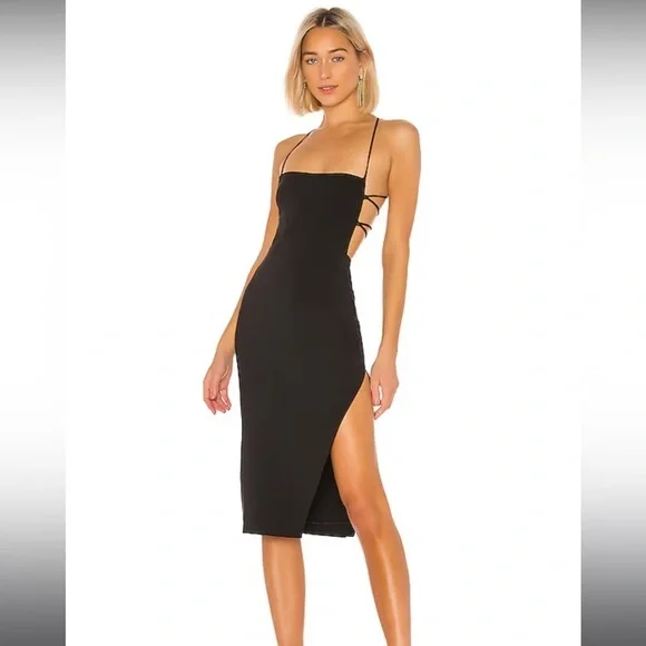 NBD from REVOLVE Becky Lace Back Midi Dress in Black - Picture 2 of 9